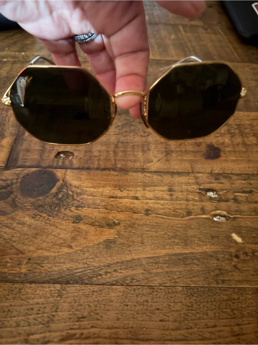 Ray-Ban Gold Octogon Frame Sunglasses